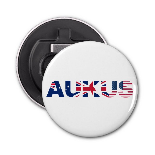 AUKUS AU UK US Security Pact Alliance Flags Bottle Opener (Front)