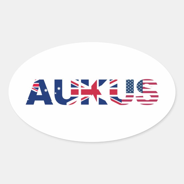 AUKUS AU UK US Security Pact Alliance Flags Oval Sticker (Front)