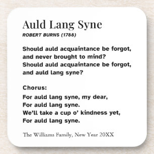 Auld Lang Syne Lyrics New Year's Eve Personalised Coaster