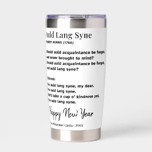 Auld Lang Syne Lyrics New Year's Eve Toast Custom Insulated Tumbler