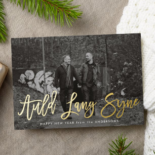 Auld Lang Syne New Year Photo Gold Foil Holiday Card