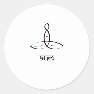 Aum - Black Design with Sanskrit style text Classic Round Sticker