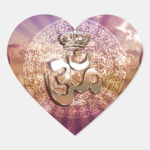 AUM Crown emblem roses yoga mediation Heart Sticker