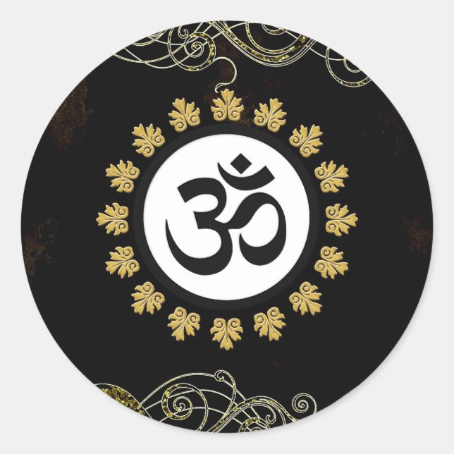 Aum - Om - Hindu Sacred Symbol Classic Round Sticker (Front)