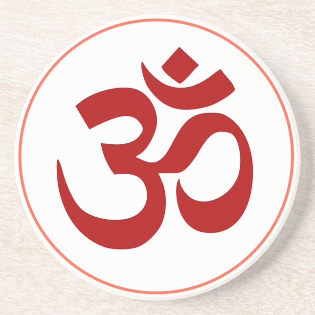 Aum or Om Symbol (Dark red colour) Coaster (Front)