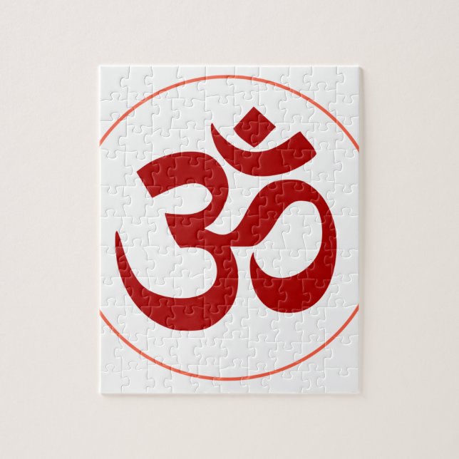 Aum or Om Symbol (Dark red colour) Jigsaw Puzzle (Vertical)