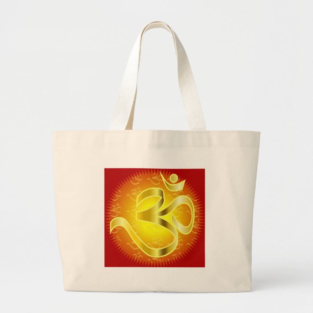 Aum or Om Symbol in yellows & reds Large Tote Bag (Front)