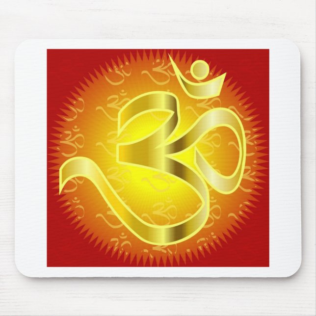 Aum or Om Symbol in yellows & reds Mouse Pad (Front)