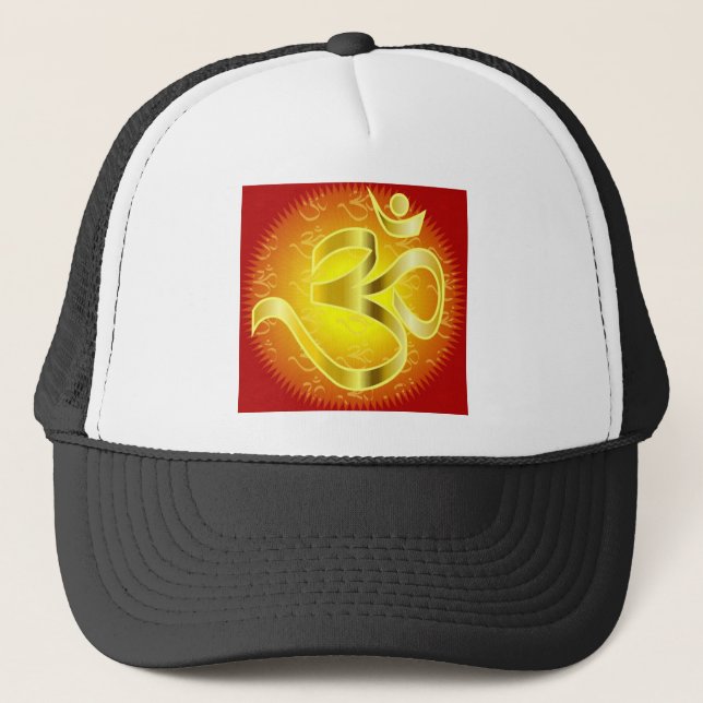 Aum or Om Symbol in yellows & reds Trucker Hat (Front)