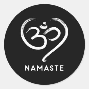 Aum Symbol Heart Namaste Om Classic Round Sticker