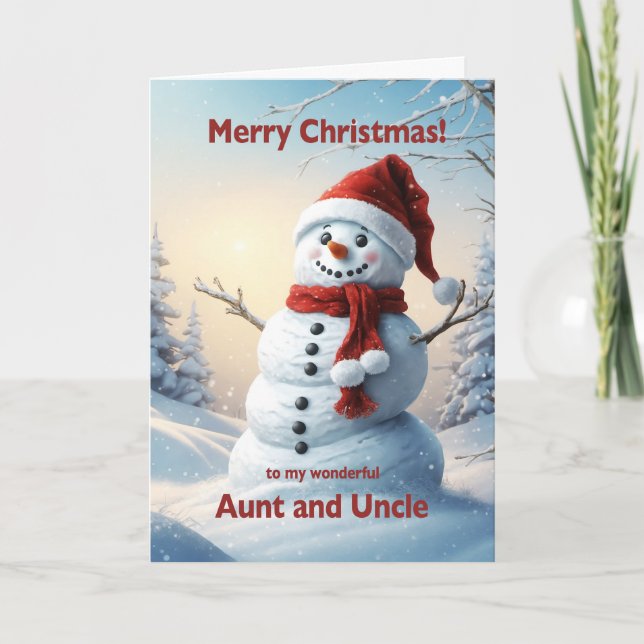 Aung and Uncle Christmas Snowman  Holiday Card (Front)