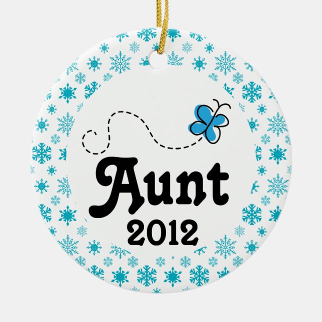 Aunt 2012 Personalised Snow Christmas Ornament (Front)