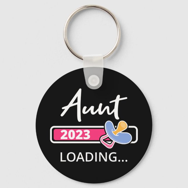 Aunt 2023 Loading I - Promoted To Auntie Key Ring (Front)