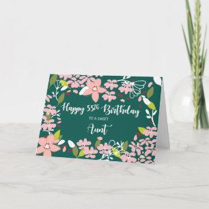 Aunt 55th Birthday Green Flowers Card