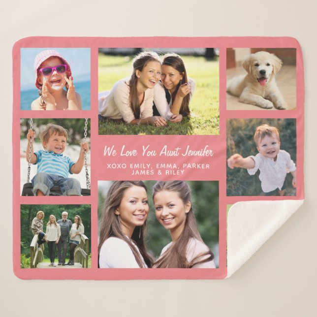 Aunt 8 Photo Collage Sherpa Blanket (Front (Horizontal))