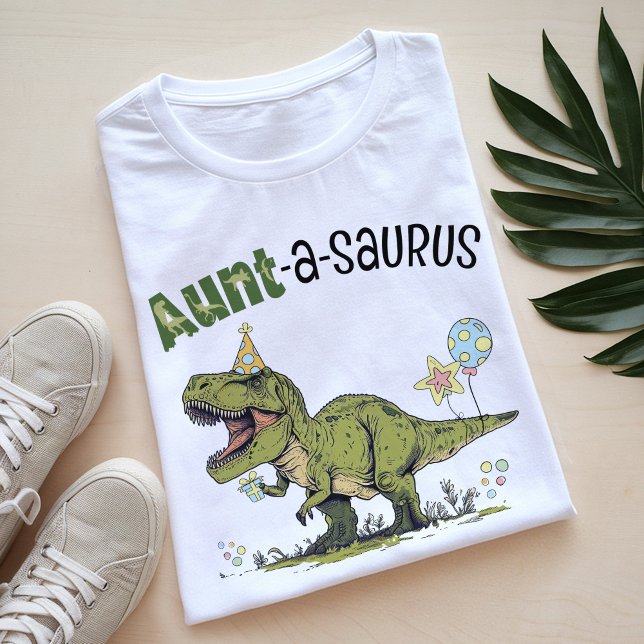 Aunt-a-saurus Dinosaur Theme Kids Birthday Party T-Shirt (Cute funny aunt-a-saurus t-rex dinosaur theme kids birthday party matching auntie family t-shirt)