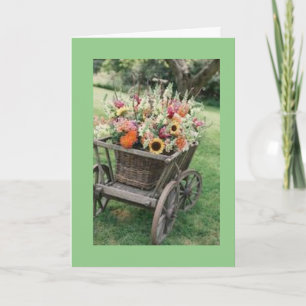 *AUNT* A WAGON FILLED OF FLOWERS FOR YOU CARD