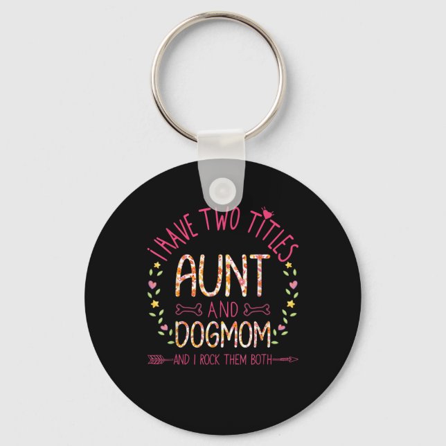 aunt and dog mum gifts  women sunflowers heart .pn key ring (Front)