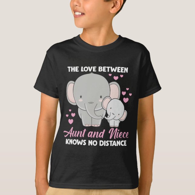 Aunt and Niece Love Auntie Family Elephant Hearts T-Shirt (Front)