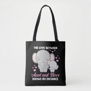 Aunt and Niece Love Auntie Family Elephant Hearts Tote Bag
