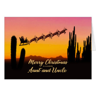 Aunt and Uncle Christmas Santa Over Desert