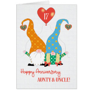 Aunt and Uncle Custom Year Anniversary with Gnomes