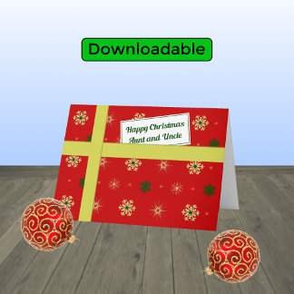 Aunt and uncle red christmas parcel holiday card