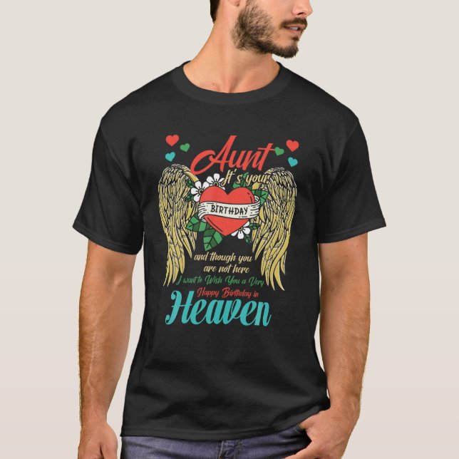 Aunt Angel Birthday Party in Heaven Family Memoria T-Shirt (Front)