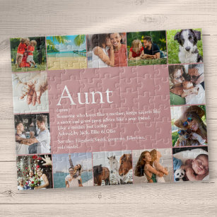 Aunt, Auntie Definition 14 Photo Collage Pink Fun Jigsaw Puzzle