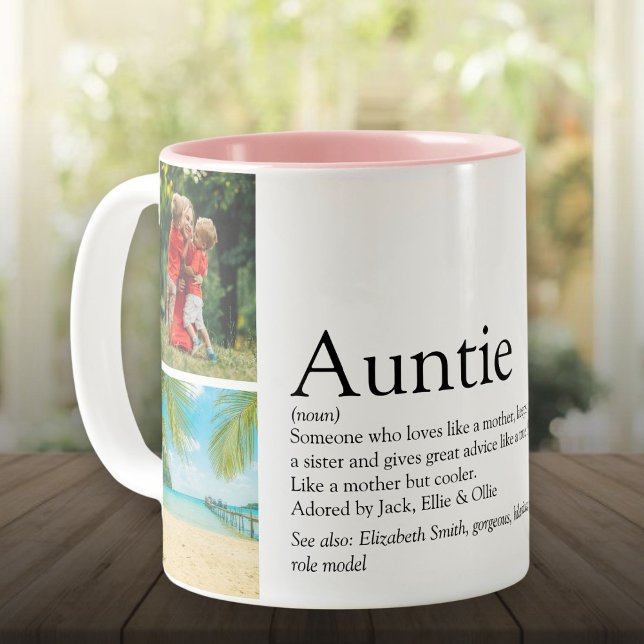 Aunt, Auntie Definition 4 Photo Collage Two-Tone Coffee Mug (Aunt, Auntie Definition 4 Photo Collage Two-Tone Coffee Mug)