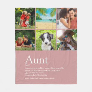 Aunt Auntie Definition  Photo Dusty Rose Pink Fleece Blanket