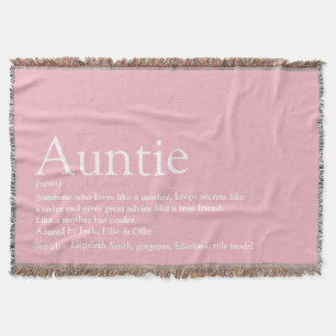Aunt Auntie Girly Pink Modern Fun Cool Throw Blanket