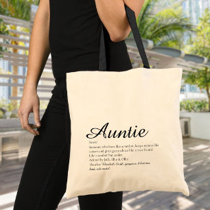 Aunt Auntie Personalised Definition Quote Script Tote Bag