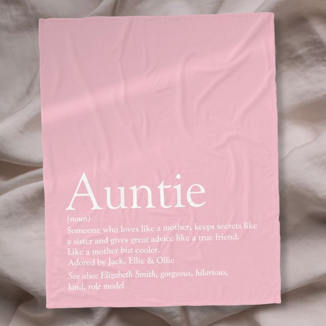 Aunt Auntie Quote Girly Pink Modern Fun Cool Fleece Blanket (Creator Uploaded)