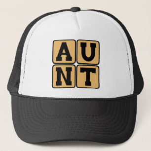 AUNT Aunty Auntie Word Funny Family Reunion Trucker Hat