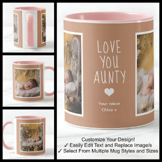 Aunt Aunty Love You Photos Modern Brown C84 White Mug