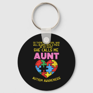 Aunt Autism Awareness Shirt Girl Piece Of My Heart Key Ring