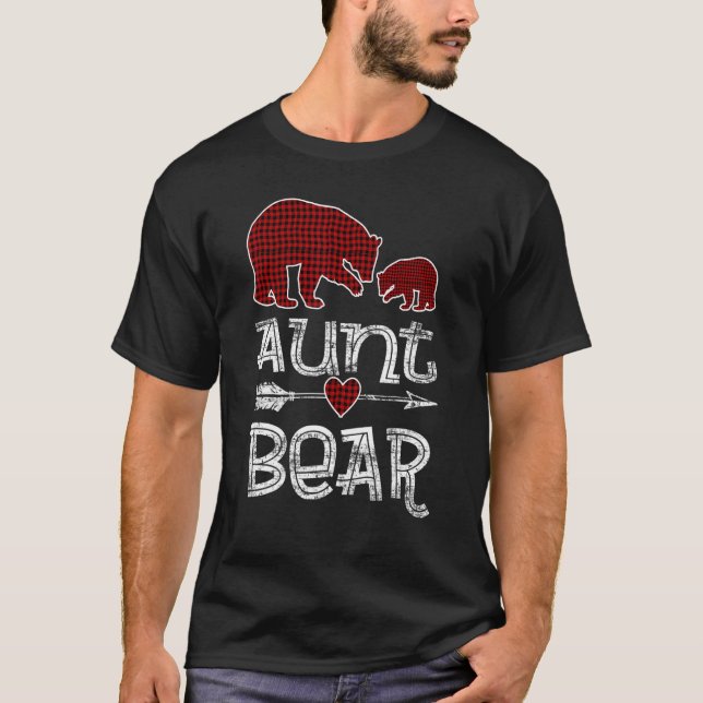 Aunt Bear Buffalo Red Plaid arrow Christmas Pajama T-Shirt (Front)