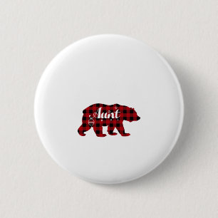 Aunt Bear Buffalo Red Plaid Matching Family 6 Cm Round Badge