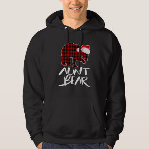 Aunt Bear Buffalo Red Plaid Santa Christmas Pajama Hoodie