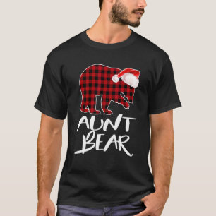 Aunt Bear Buffalo Red Plaid Santa Christmas Pajama T-Shirt