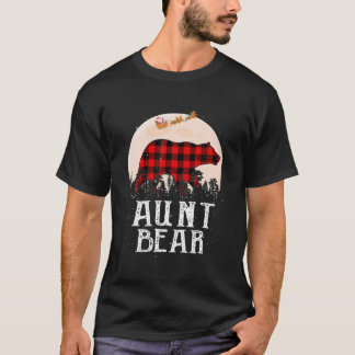 Aunt Bear Christmas Pajama Red Plaid Buffalo T-Shirt