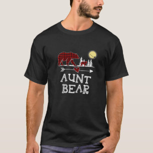Aunt Bear Christmas Pajama Red Plaid Buffalo T-Shirt