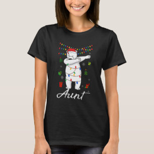 Aunt Bear Dabbing Lights Santa Christms Family Xm T-Shirt