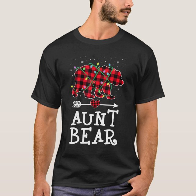 Aunt Bear Pajama Red Buffalo Xmas  Family Christma T-Shirt (Front)