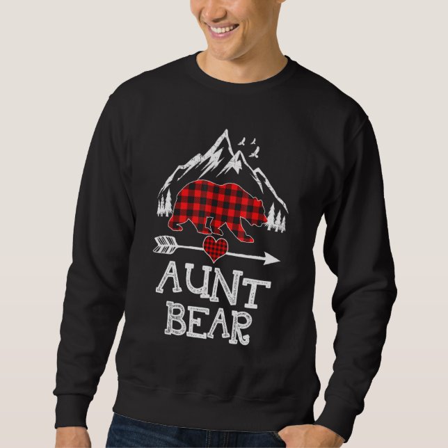 Aunt Bear , Red Buffalo Plaid Aunt Bear Pajama Sweatshirt (Front)