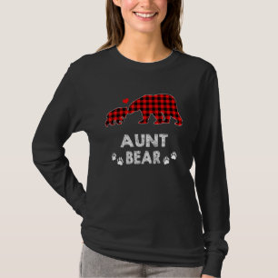 Aunt Bear Women Red Plaid Christmas Pajama Family T-Shirt