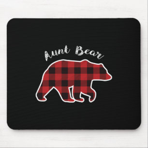 Aunt Bear Women Red Plaid Christmas Pajama Gift Mouse Pad