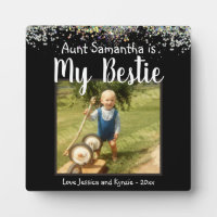 Aunt Bestie Glitter Desk Photo