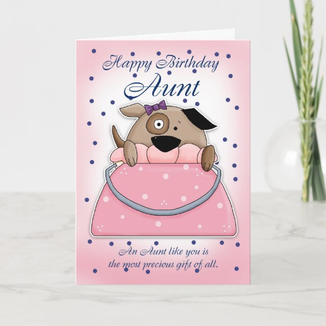Aunt Birthday Card - Cute Purse Pet (Front)
